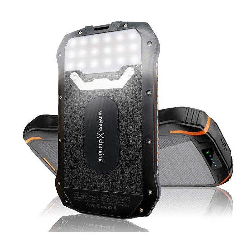 Wodasport® SolarDozer I-268W, Outdoor Adventure™ 26800 mA/h Solární Powerbanka, quickcharge 3.0, bezdrátové nabíjení, IP66