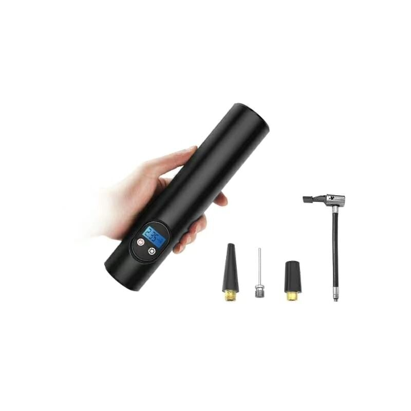 Pumpička na kola 7 v 1 WDS-PUMP přenosná nabíjecí 12V 10.3 BAR s LCD digitálním displejem 12V a nástavci - Auto kolo člun