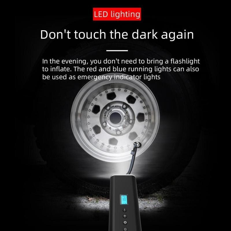 Pumpička na kola WDS-PUMP/X1 přenosná nabíjecí 12V 10.3 BAR s LCD digitálním displejem 12V a nástavci - Auto kolo člun