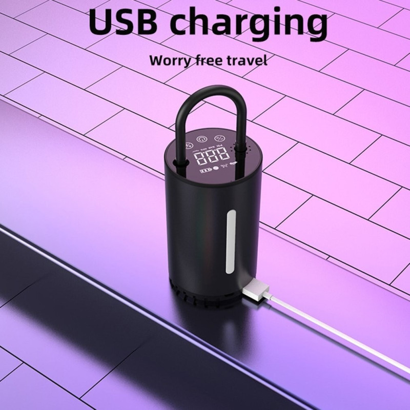 Pumpička na kola WDS-LOCKIT přenosná nabíjecí 12V 10.3 BAR s LCD digitálním displejem 12V a nástavci - Auto kolo člun