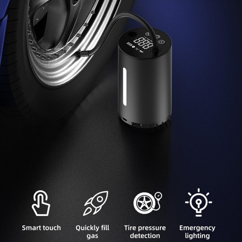 Pumpička na kola WDS-LOCKIT přenosná nabíjecí 12V 10.3 BAR s LCD digitálním displejem 12V a nástavci - Auto kolo člun