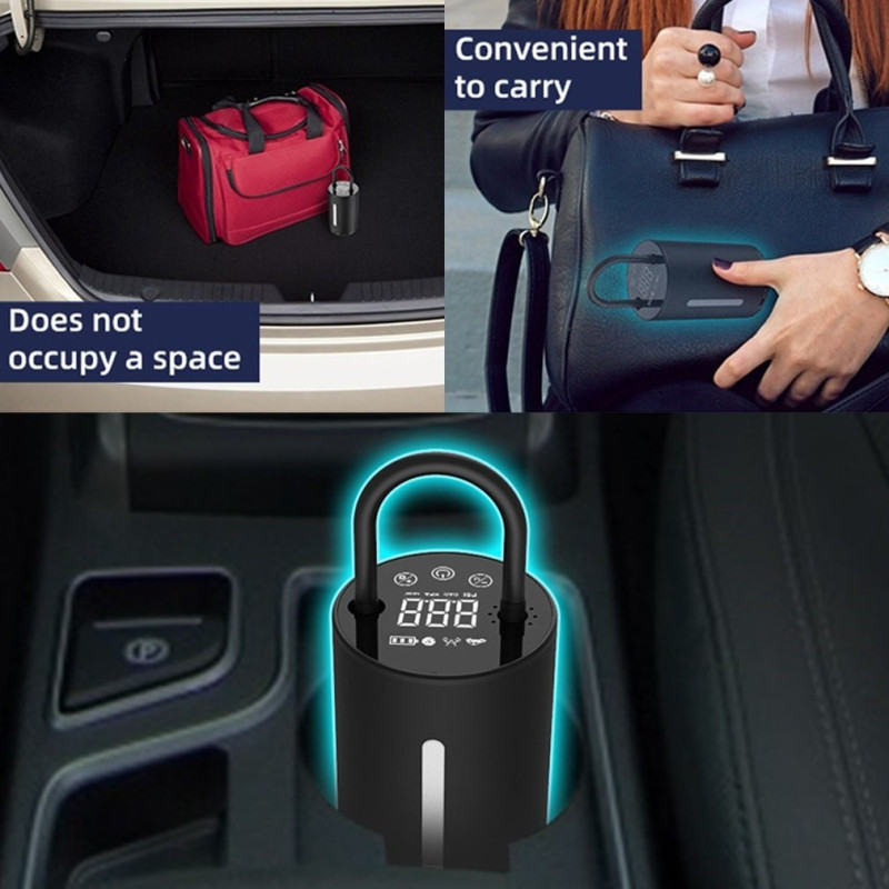 Pumpička na kola WDS-LOCKIT přenosná nabíjecí 12V 10.3 BAR s LCD digitálním displejem 12V a nástavci - Auto kolo člun
