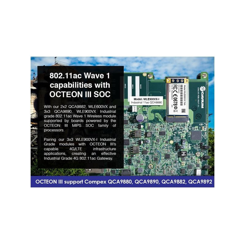 Qualcomm COMPEX WLE600VX - 7A miniPCIe QCA9882 module, 802.11ac, 2,4 / 5GHz, 2x2 MIMO, reference XB140 design