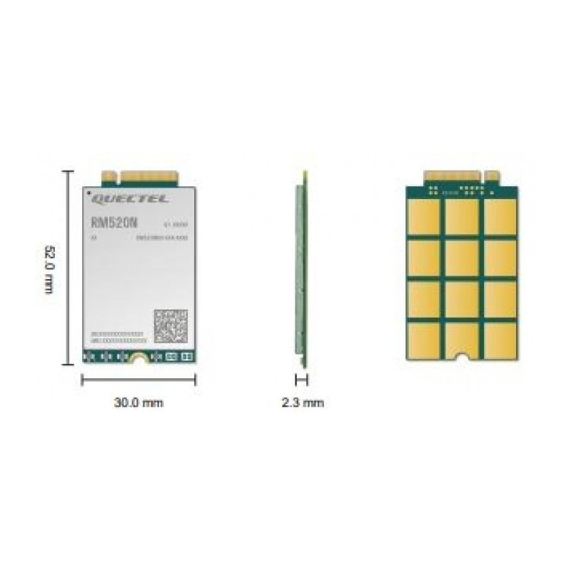 Quectel RM520N-GL 5G / 4G / LTE - A M.2 NGFF Modem, 3GPP Rel 16 NSA and SA operation Sub 6GHz, Global module, SDX62, 4x4 MIMO
