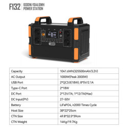 WDS F132 ProPlus LiFePO4 Portable Power Station – 1,041.6 Wh / 1,000W