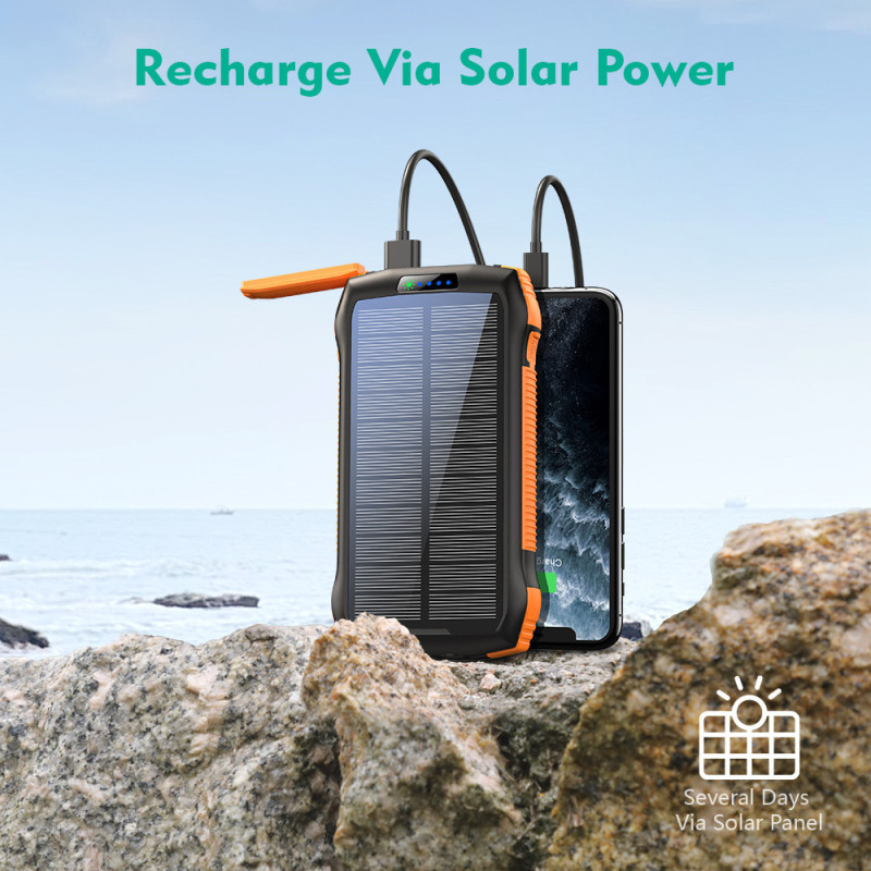 Wodasport® SolarDozer SuperChip 85% WDSWF33W Outdoor Adventure™ 20000 mA/h Solární Powerbanka Super Fast QCH 4 PD 20W bezdrátová