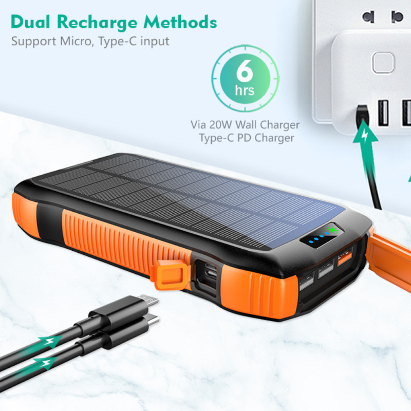 Wodasport SolarDozer WDSWF33W Solar Power Bank – 20,000 mAh