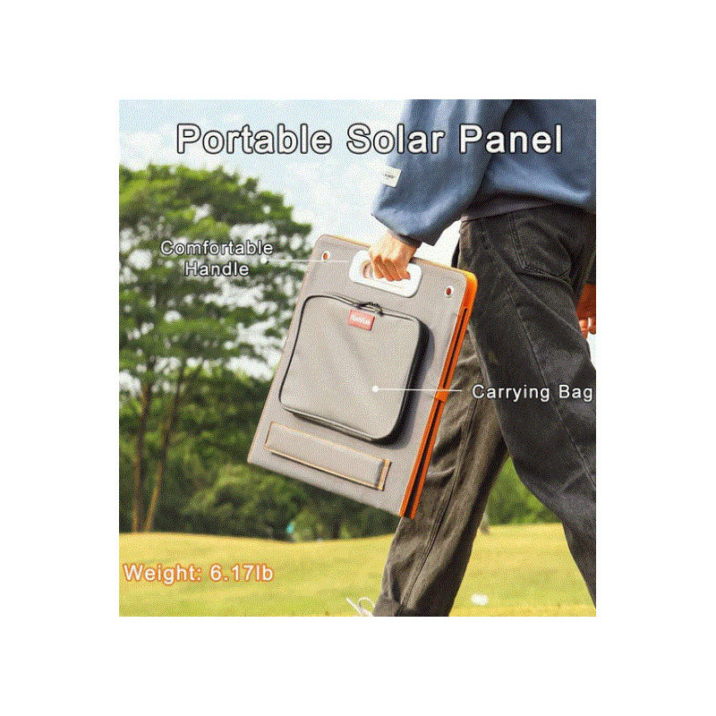 Přenosný solární panel skládací 100W multi výstupy USB QC 3.0, Type C 60W, DC 18V/5,6A max