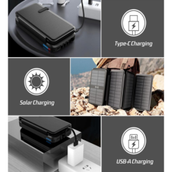 Wodasport® SolarPanels Outdoor Adventure™ B16P4 Fast Charge 16000 mAh 4 x solar panel 1.3Ah solární powerbanka