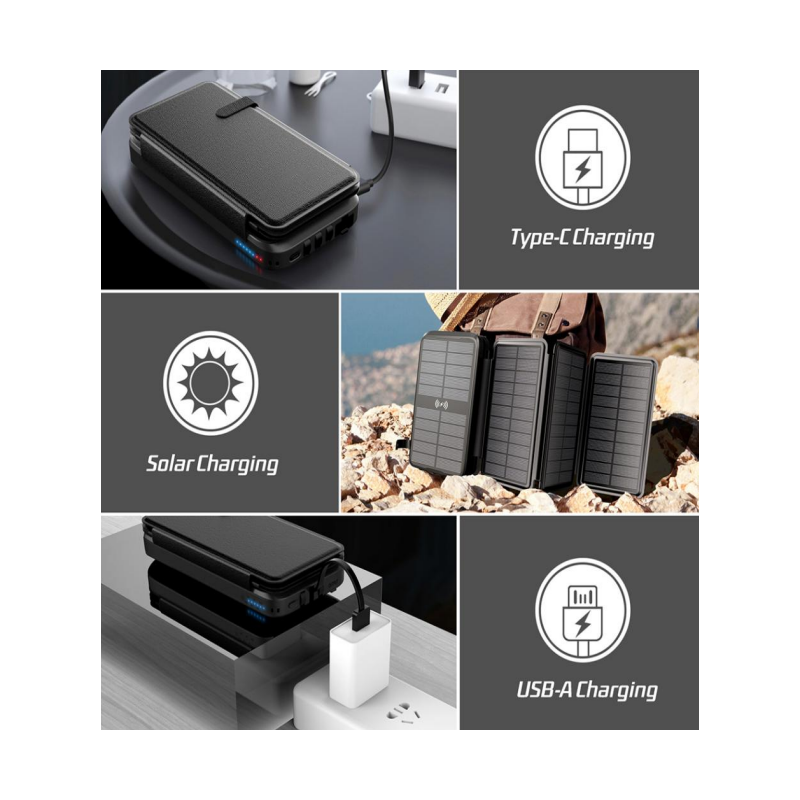 Wodasport B16P4 Folding Solar Power Bank – 16,000 mAh / 4 Panels