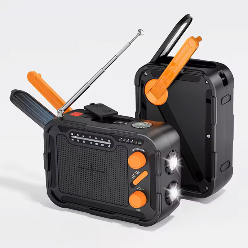 Powerbanka 5000mAh s rádiem a ručním generátorem (kličkou) na nabíjení