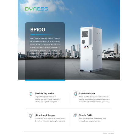 Oficiální zobrazení venkovní bateriové skříně Dyness BF100-C100 100 kWh