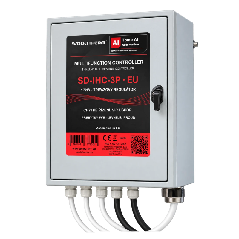 Třífázový multifunkční regulátor 17kW pro ohřev bazénů, topných soustav a dalších odporových těles | WodaTherm™ SD-IHC-3P
