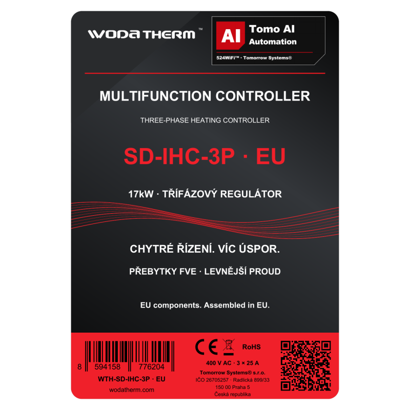 Three-phase multifunction controller 17kW for pools, heating systems and resistive heating elements | WodaTherm™ SD-IHC-3P