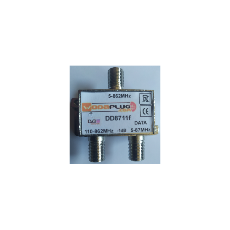 Wodaplug EOC 2-87MHz data passing thru Diplex filter DD8711f 3x F connectors, data / TV (DVB-T2)